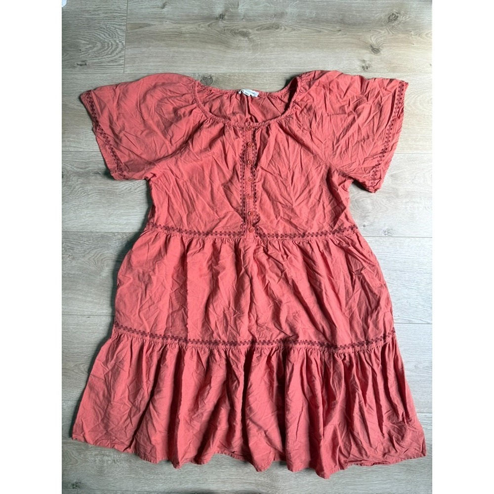 EUC Beach Lunch Lounge Collection Embroidered Tiered Midi Dress Size M Boho
